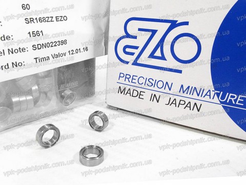 Фото1 Кульковий радіальний SR168-ZZ EZO Японія нержавіючий