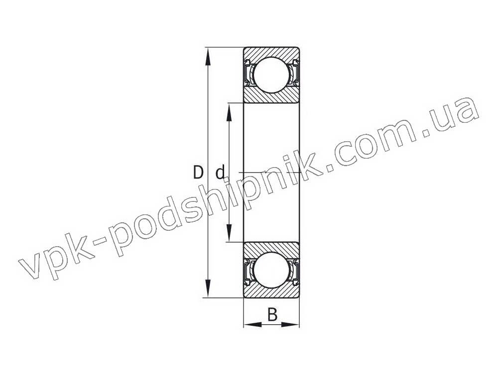 чертеж подшипник 6200 rs 180200