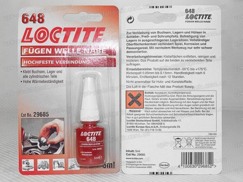 LOCTITE648 5мл вал-втулка ,вис.міц.заз.до0,15,175С