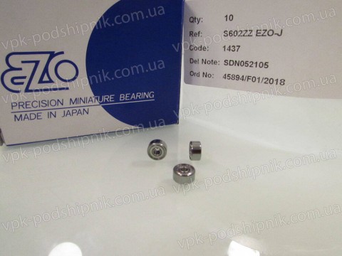 Фото1 Deep groove ball bearing 2x7x3,5 EZO S602 ZZ