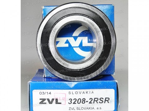 Фото1 Кульковий радіально-упорний 3208-2RSR ZVL Словаччина розміри 40х80х30,2